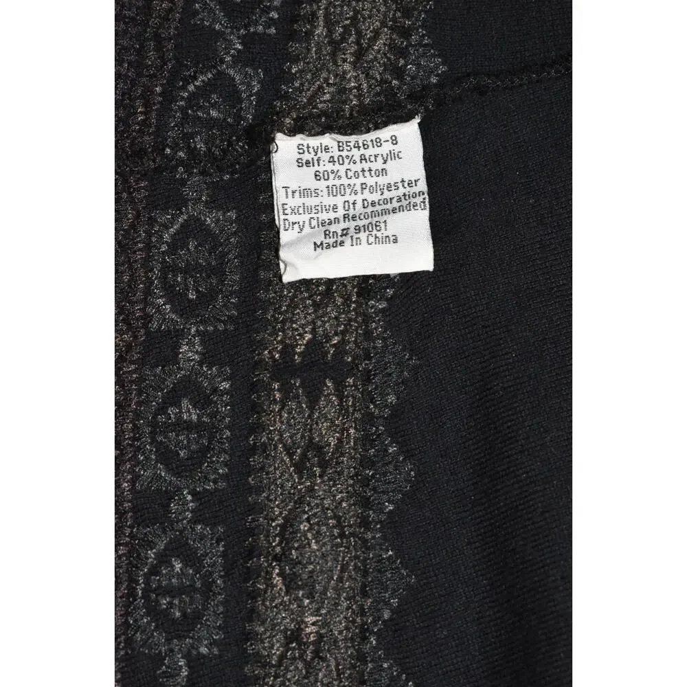 A8 Auth JOHNNY WAS Floral Embroidery Bohemian Open Front Long Cardigan Size XS